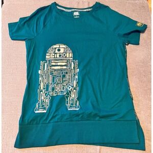 Star Wars Galaxy's Edge R2D2 Graphic T Shirt Teal Green Size Large